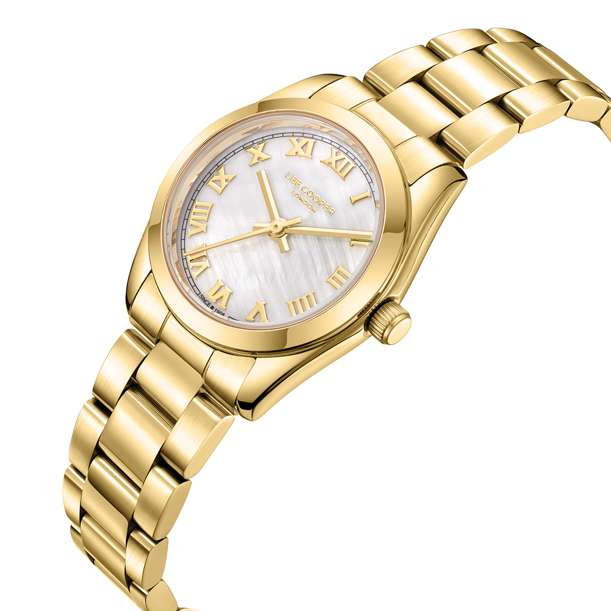 LEE COOPER Lady's White Pearl Dial 28mm Gold Stainless Steel Bracelet LC08190.120 - 