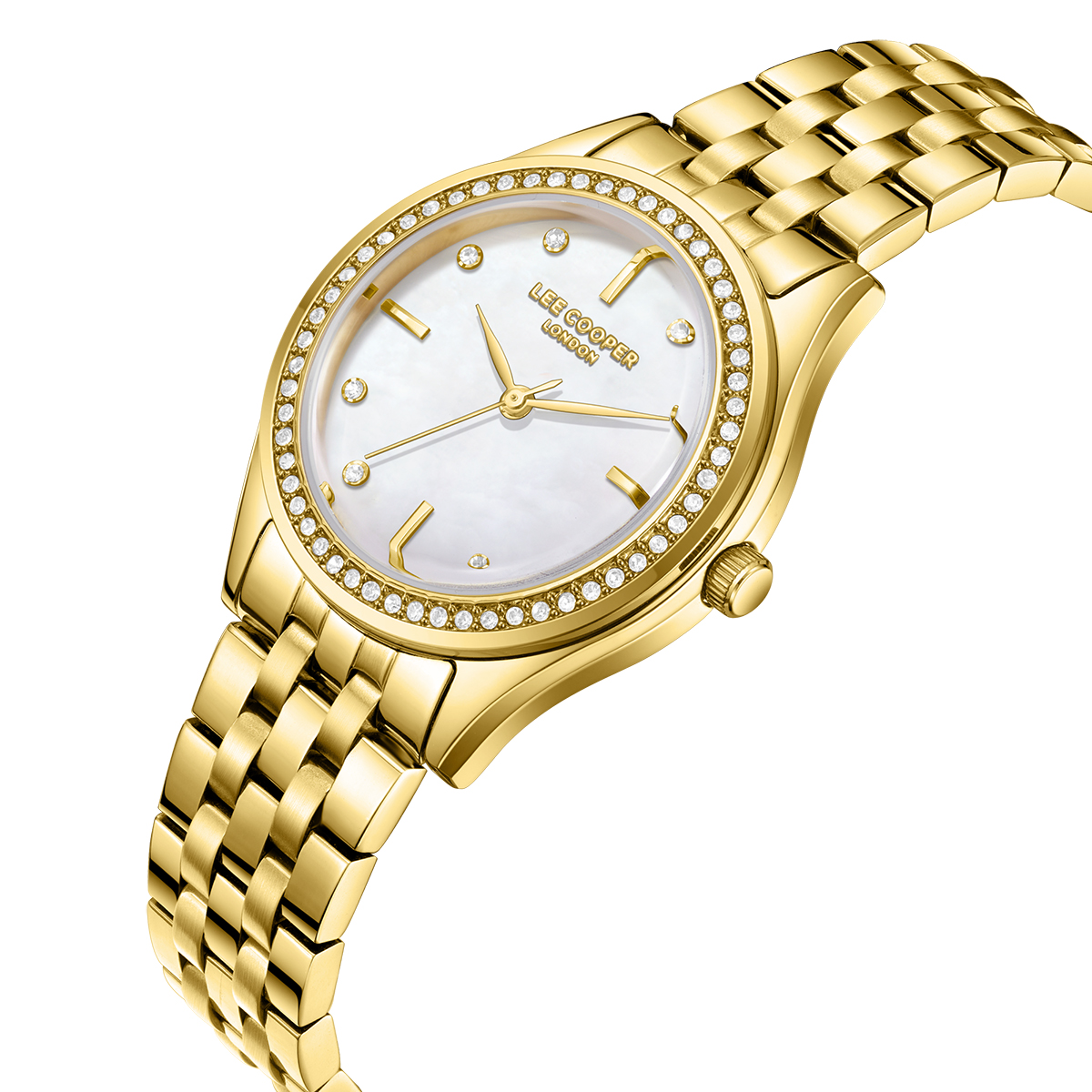 LEE COOPER Lady's White Pearl Dial 33mm Gold Stainless Steel Bracelet LC08211.120 - 