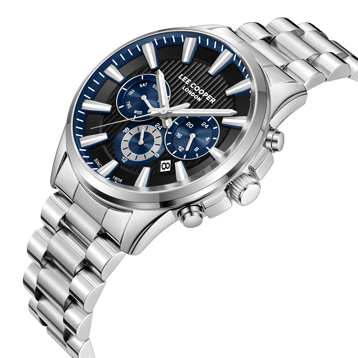 LEE COOPER Multifunction Black Dial 43mm Silver Stainless Steel Bracelet LC08216.390 - 2