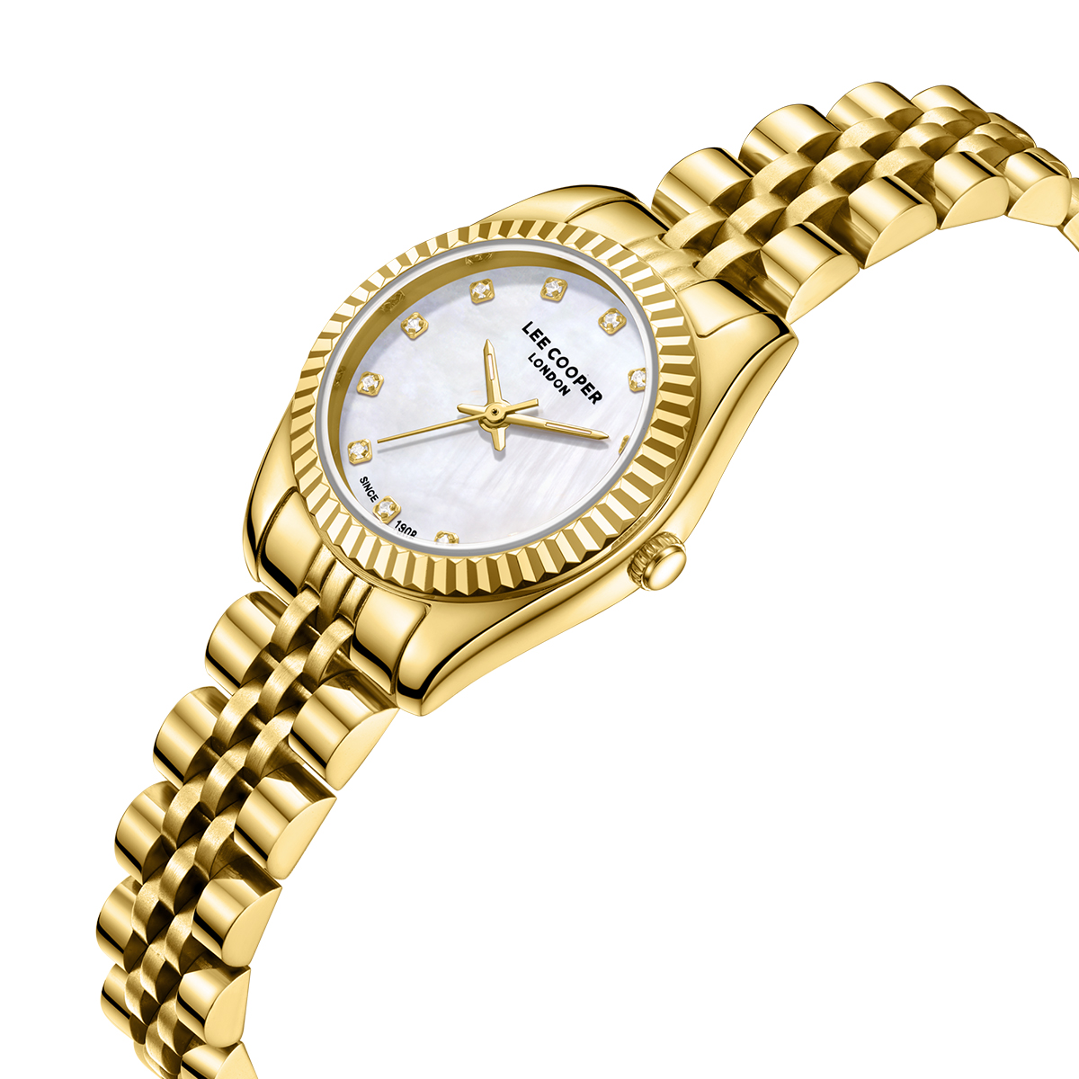 LEE COOPER Lady's White Pearl Dial Dial 25mm Gold Stainless Steel Bracelet LC08243.120 - 
