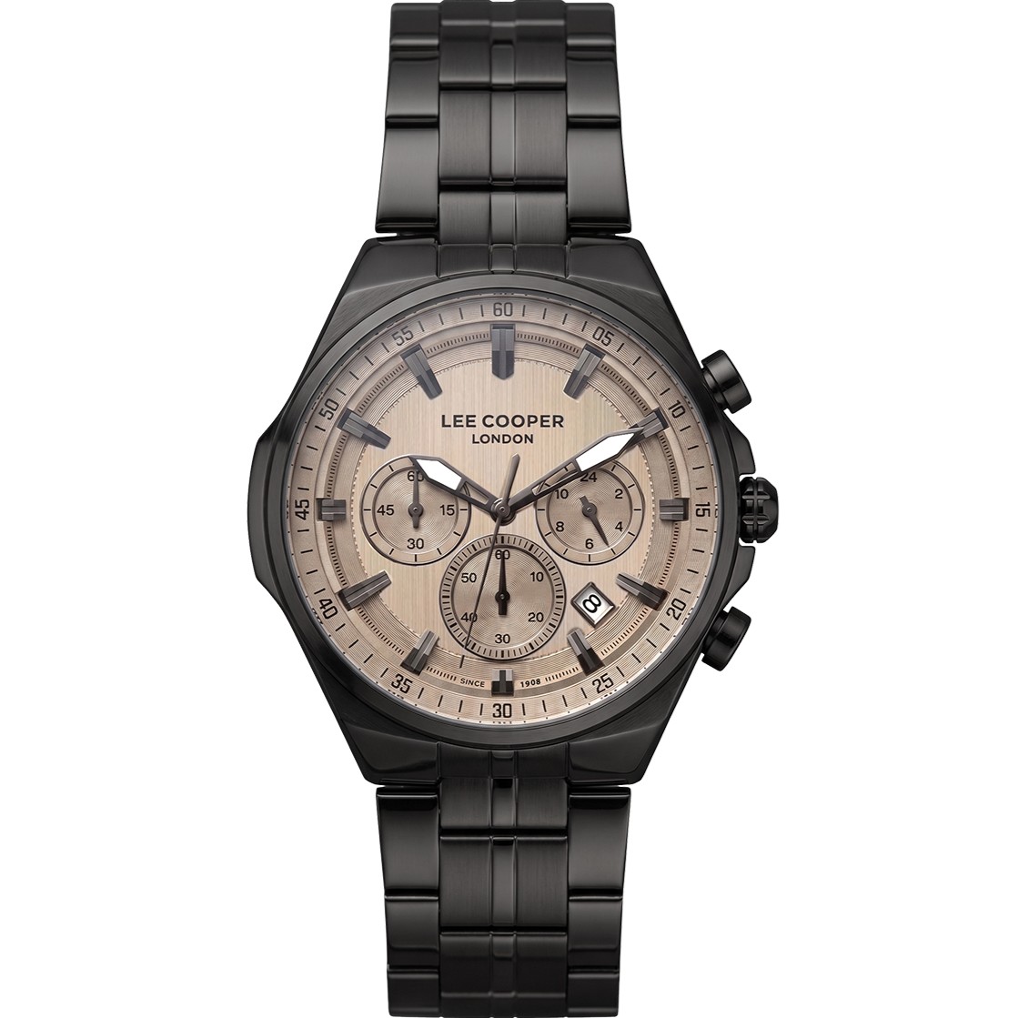 LEE COOPER Chronograph Beige Dial 41mm Black Stainless Steel Bracelet LC08273.060 - 
