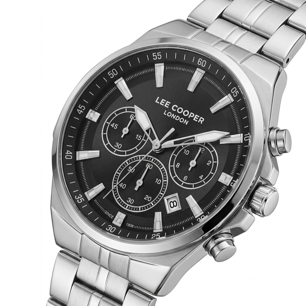 LEE COOPER Chronograph Black Dial 41mm Silver Stainless Steel Bracelet LC08273.350 - 3
