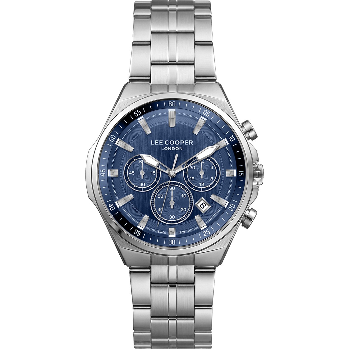 LEE COOPER Chronograph Blue Dial 41mm Silver Stainless Steel Bracelet LC08273.390 - 