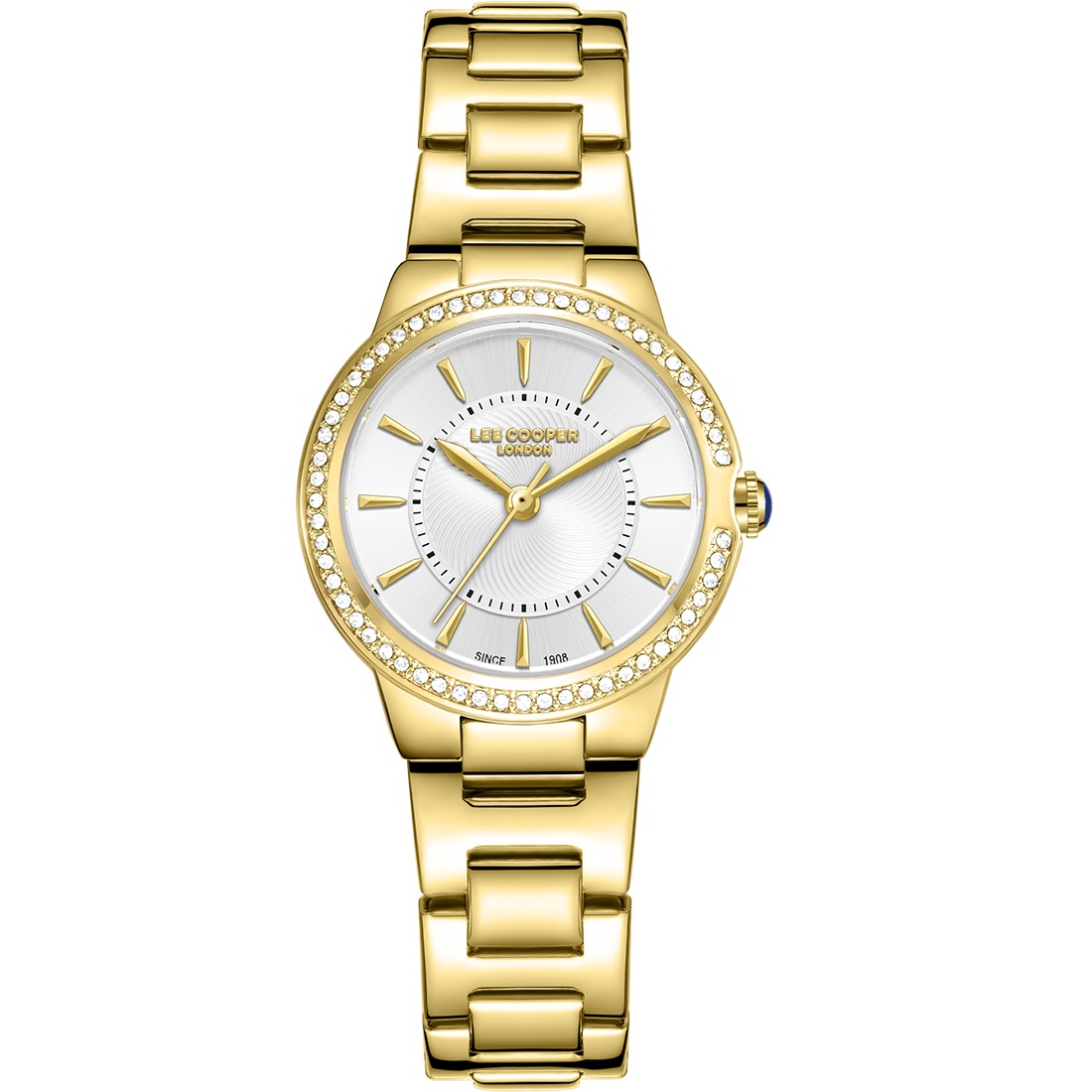 LEE COOPER Lady's Crystals Silver Dial 30mm Gold Stainless Steel Bracelet LC08295.130 - 