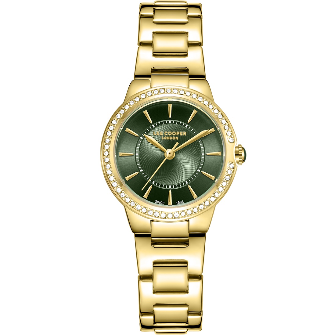 LEE COOPER Lady's Crystals Green Dial 30mm Gold Stainless Steel Bracelet LC08295.170 - 