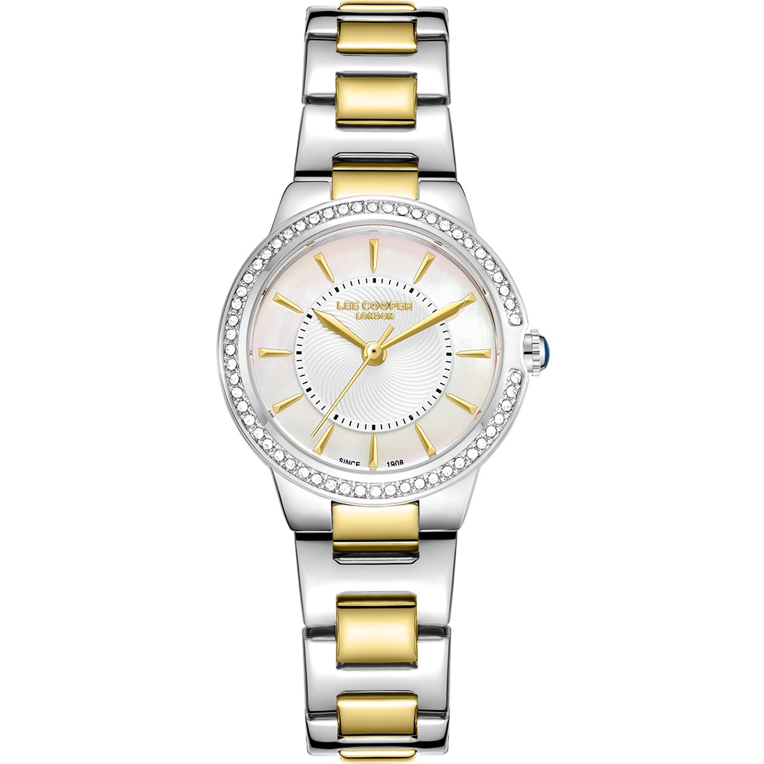 LEE COOPER Lady's Crystals Silver Dial 30mm Two Tone Gold Stainless Steel Bracelet LC08295.220 - 