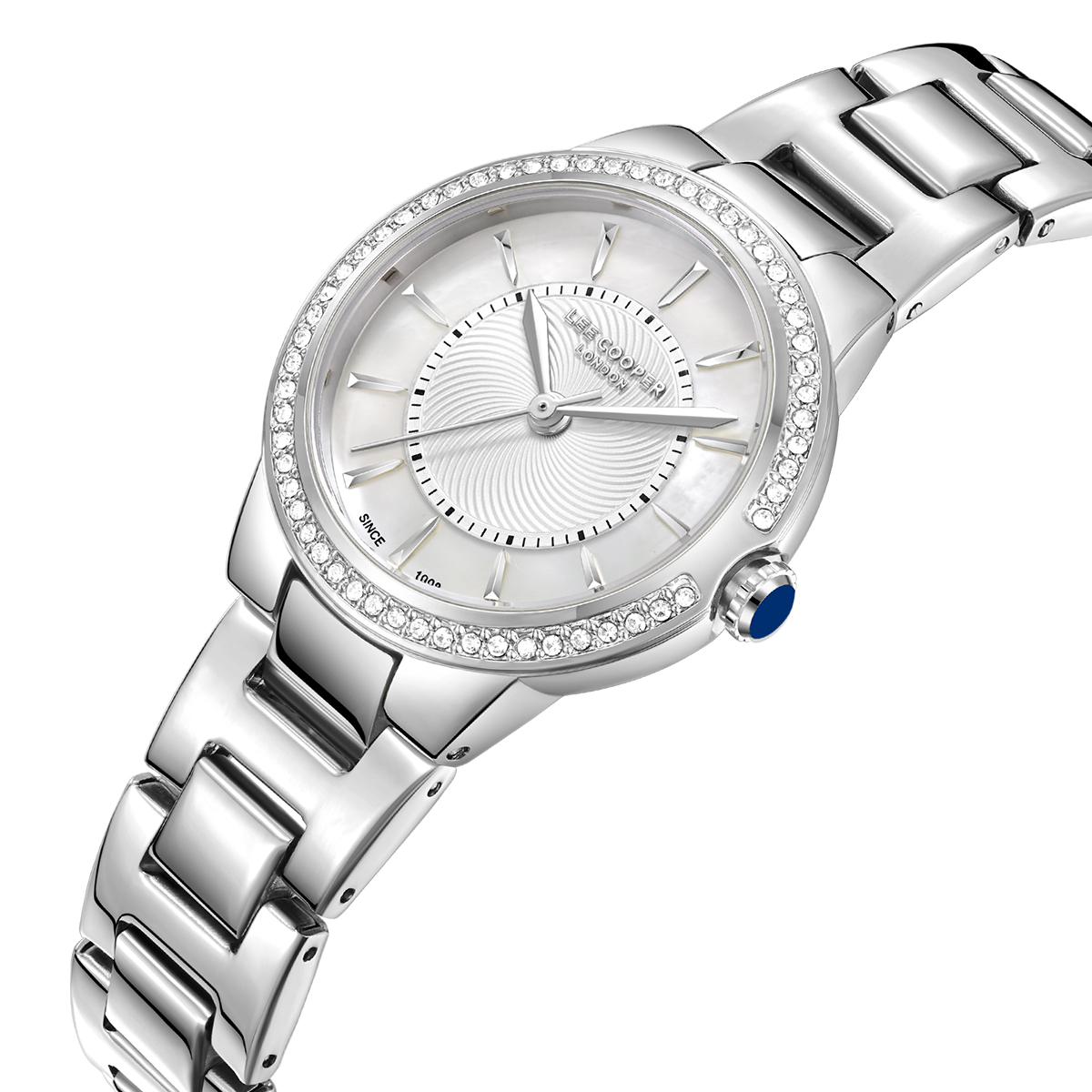 LEE COOPER Lady's Crystals White Pearl Dial Dial 30mm Silver Stainless Steel Bracelet LC08295.320 - 
