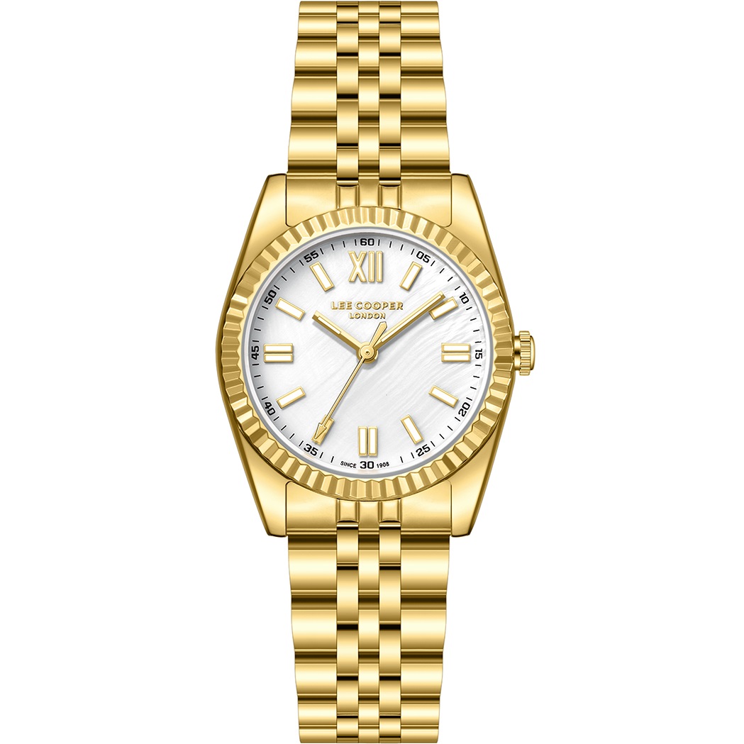 LEE COOPER Lady's White Pearl Dial 30mm Gold Stainless Steel Bracelet LC08303.120 - 