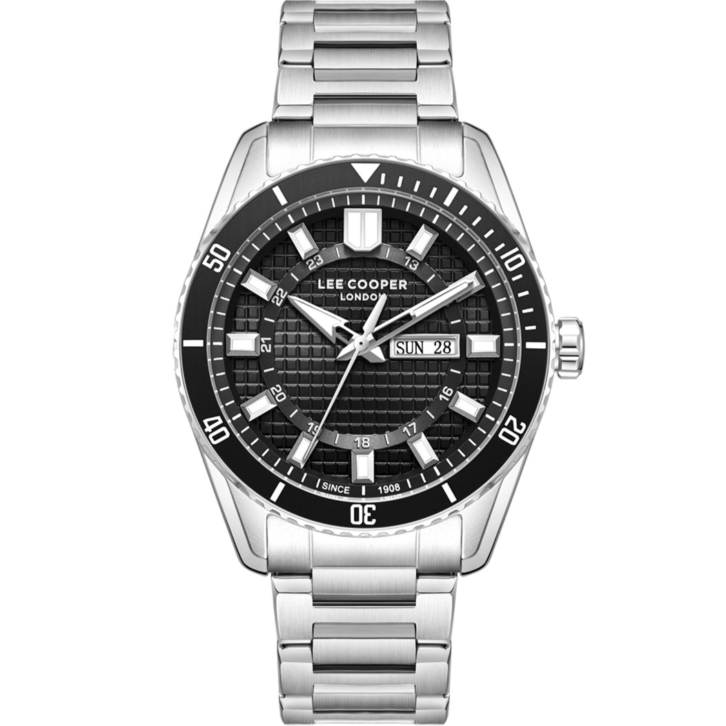 LEE COOPER Black Dial 43mm Silver Stainless Steel Bracelet LC08314.350 - 