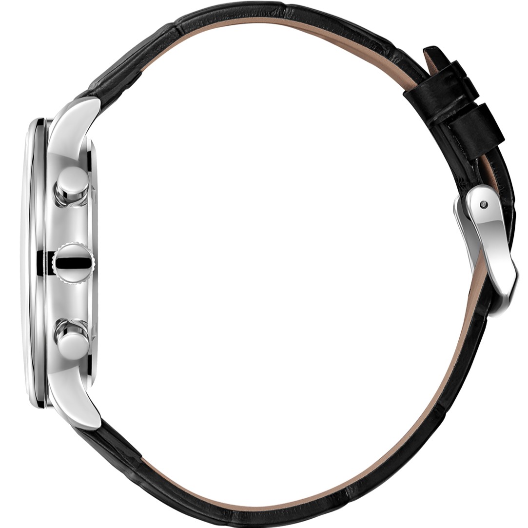 LEE COOPER Multifunction Black Dial 41mm Silver Stainless Steel Black Leather Strap LC08333.351 - 3