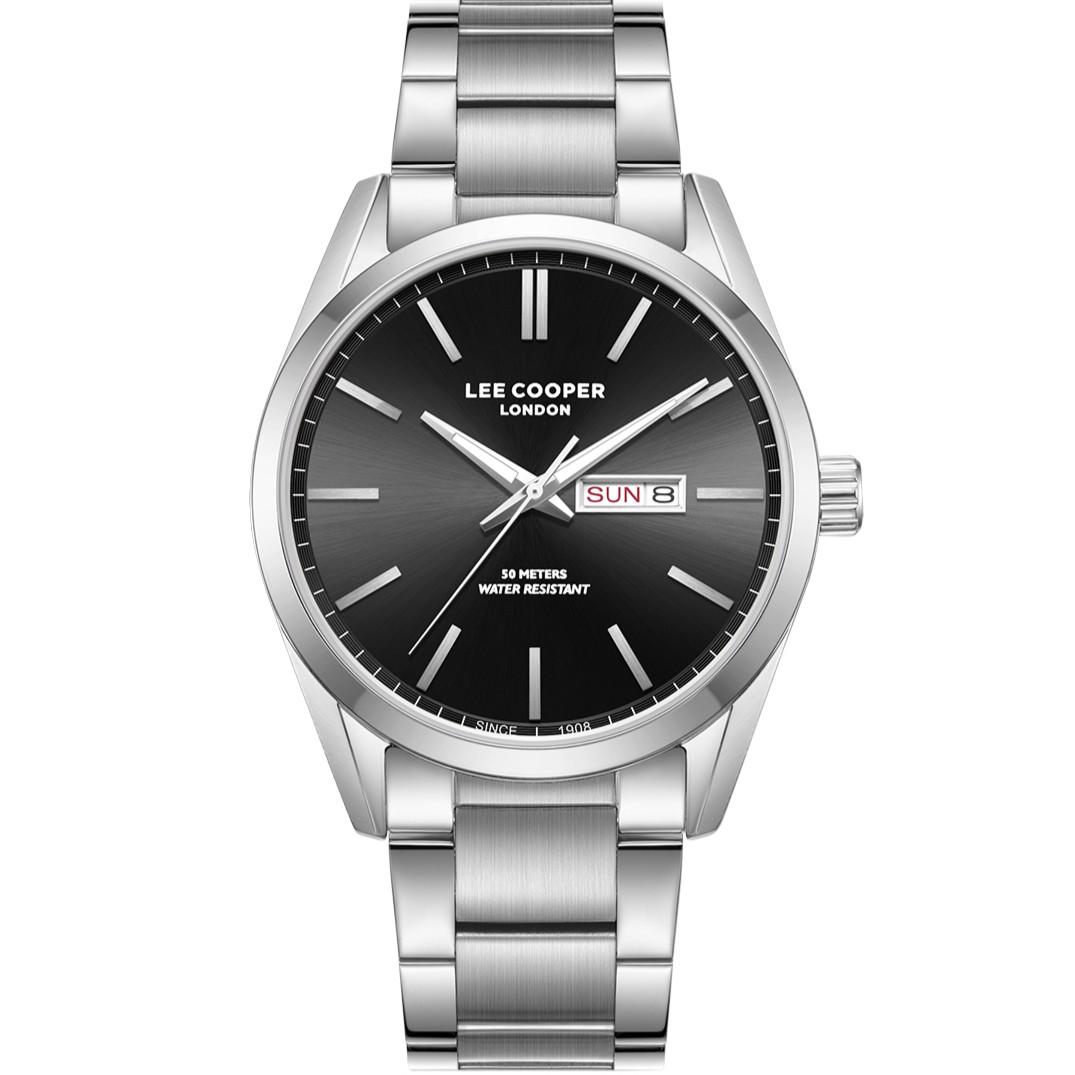 LEE COOPER Black Dial 42mm Silver Stainless Steel Bracelet LC08340.350 - 1