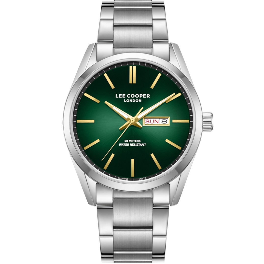 LEE COOPER Green Dial 42mm Silver Stainless Steel Bracelet LC08340.370 - 