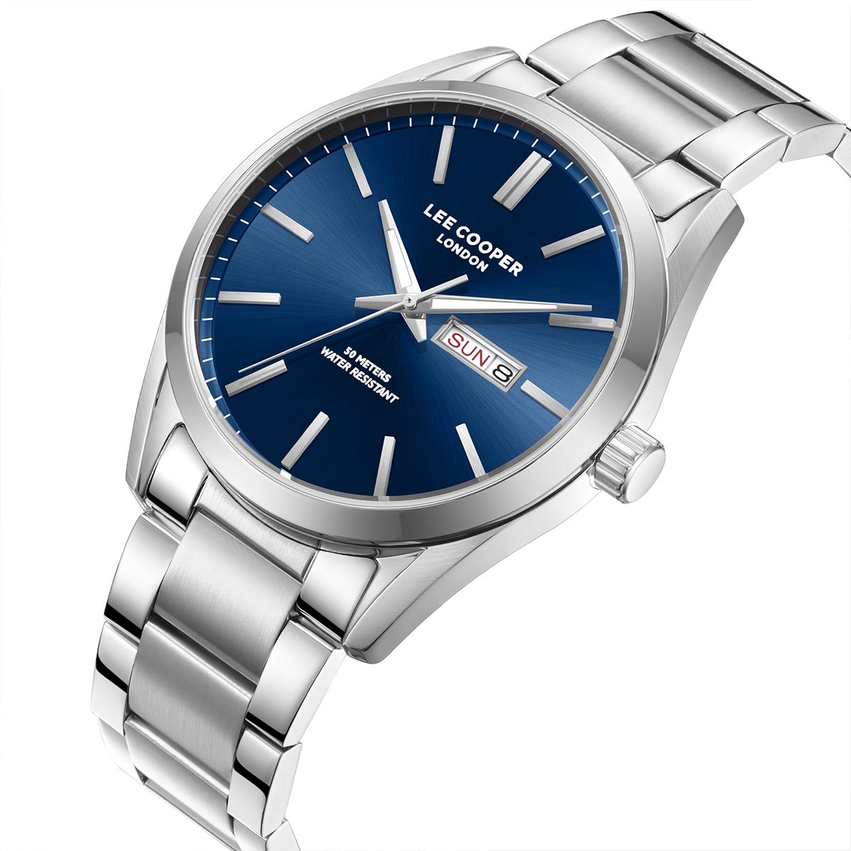 LEE COOPER Blue Dial 42mm Silver Stainless Steel Bracelet LC08340.390 - 