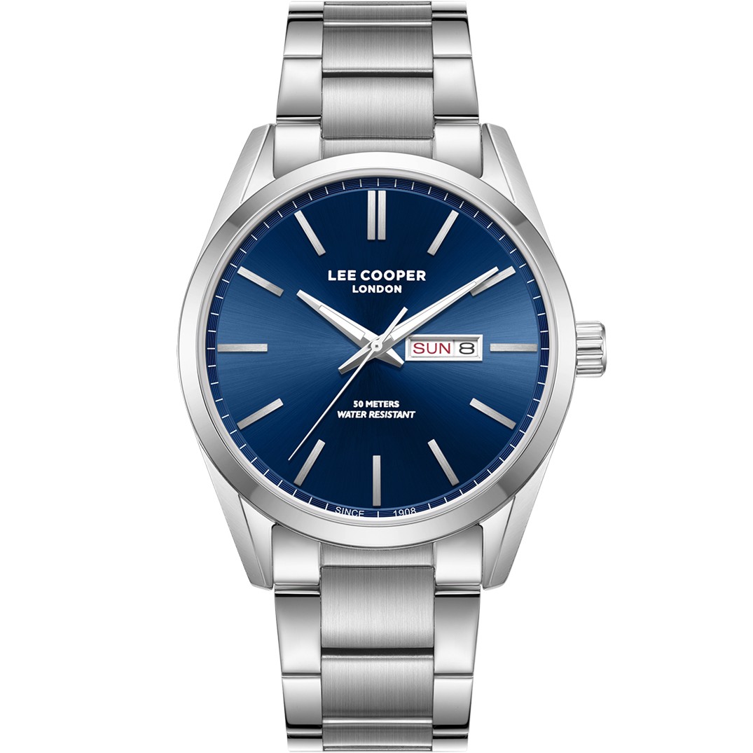 LEE COOPER Blue Dial 42mm Silver Stainless Steel Bracelet LC08340.390 - 