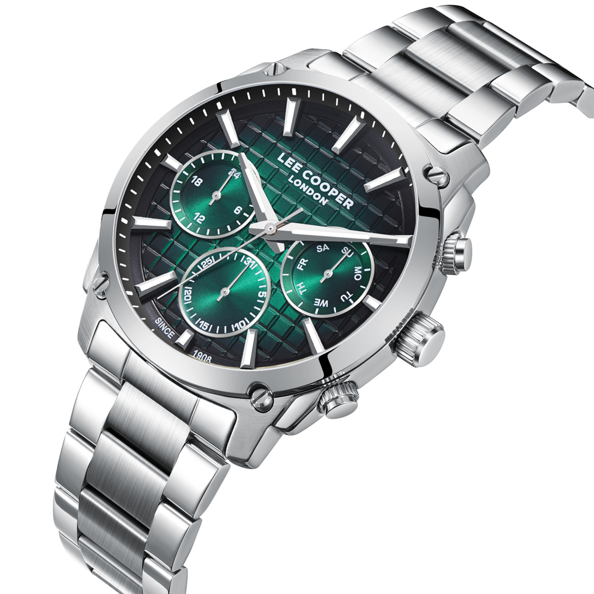 LEE COOPER Multifunction Green Dial 42mm Silver Stainless Steel Bracelet LC08348.370 - 2