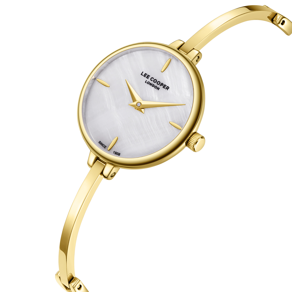 LEE COOPER Lady's White Pearl Dial 26mm Gold Stainless Steel Bangle Bracelet LC08350.120 - 