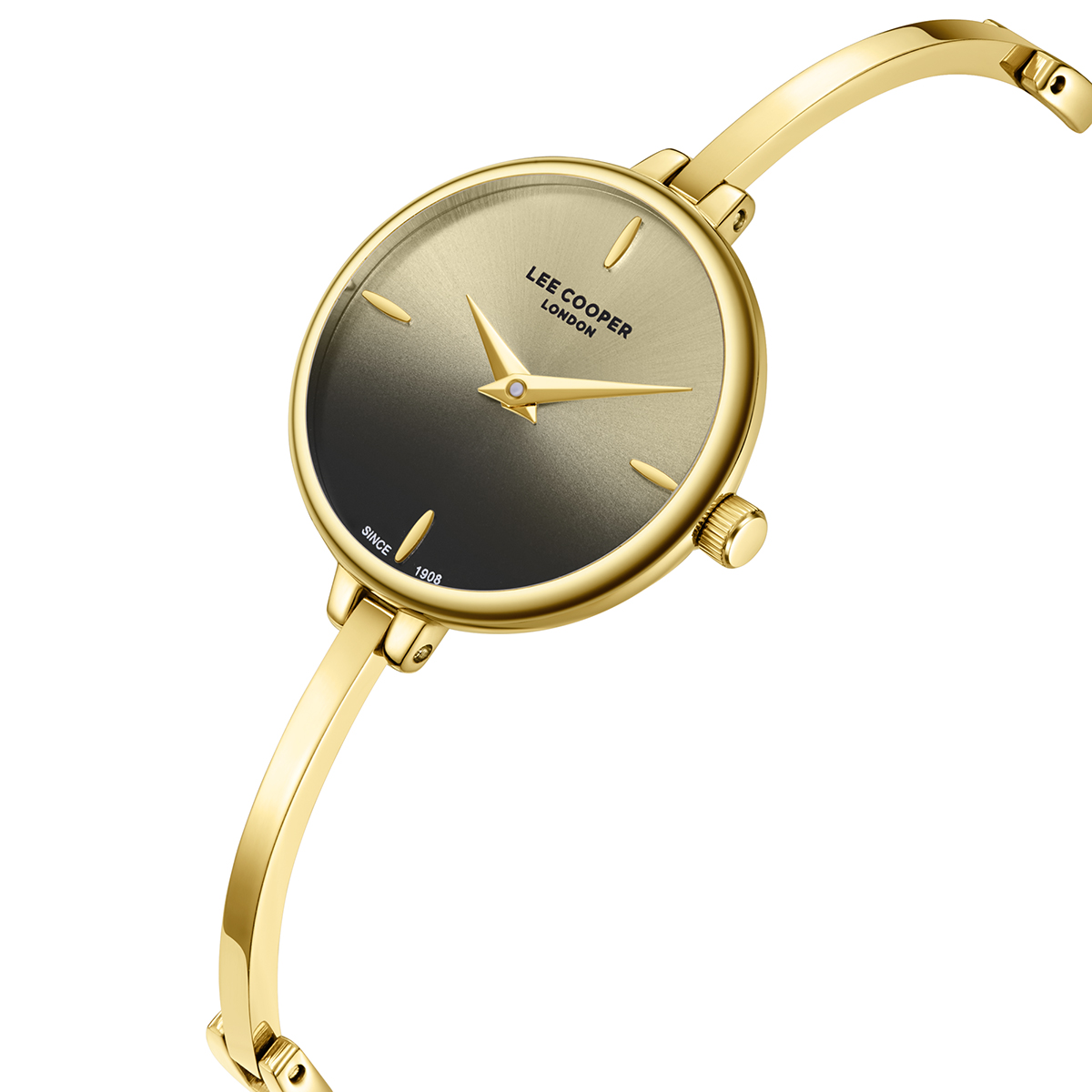 LEE COOPER Lady's Gold and Black Dial 26mm Gold Stainless Steel Bangle Bracelet LC08350.150 - 