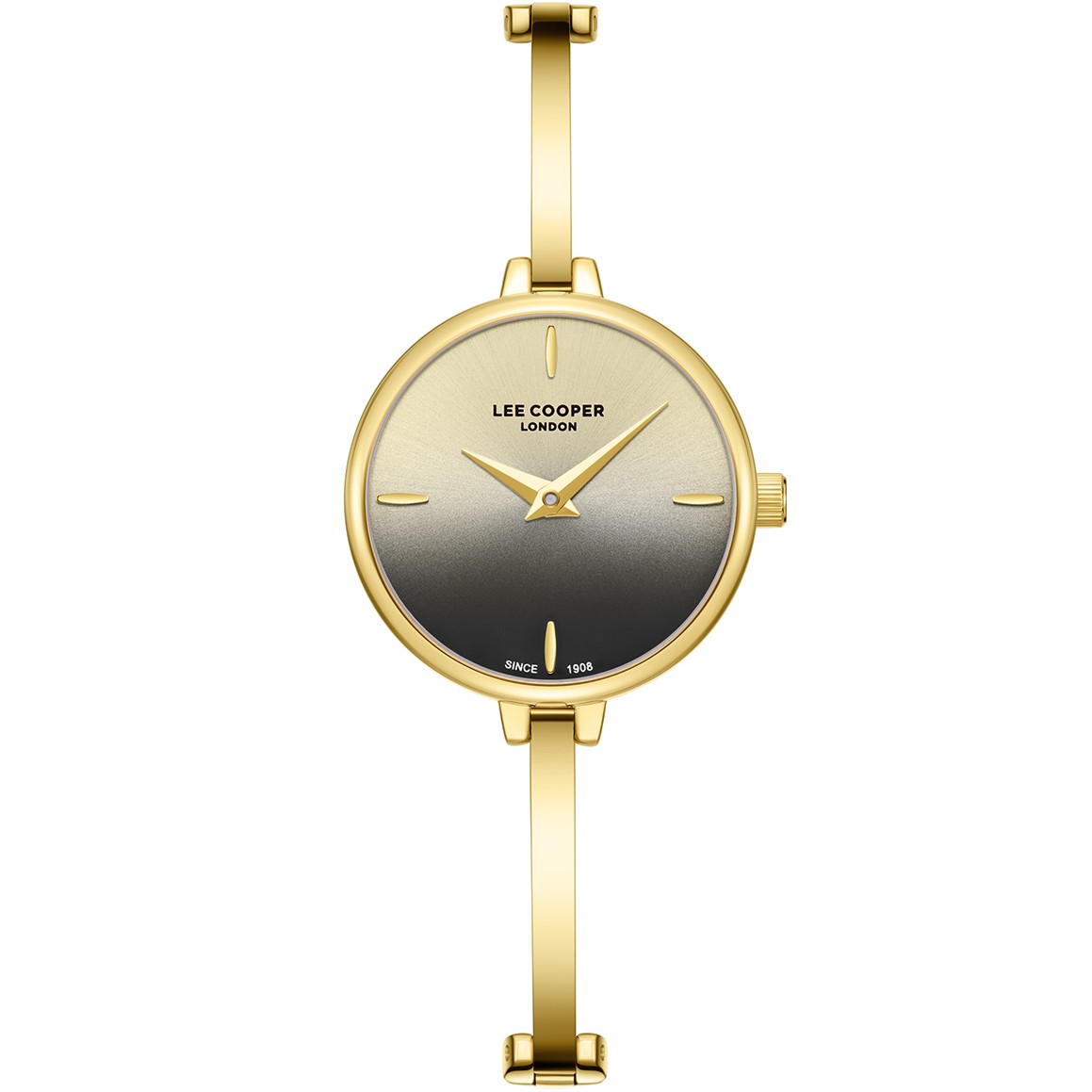 LEE COOPER Lady's Gold and Black Dial 26mm Gold Stainless Steel Bangle Bracelet LC08350.150 - 
