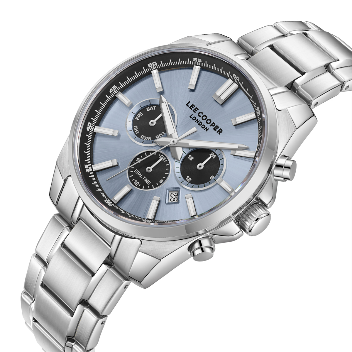 LEE COOPER Multifunction Light Blue Dial 42mm Silver Stainless Steel Bracelet LC08355.300 - 