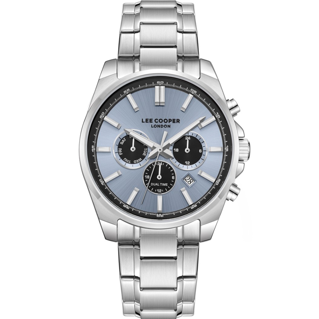LEE COOPER Multifunction Light Blue Dial 42mm Silver Stainless Steel Bracelet LC08355.300 - 