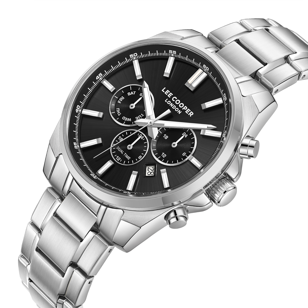 LEE COOPER Multifunction Black Dial 42mm Silver Stainless Steel Bracelet LC08355.350 - 2