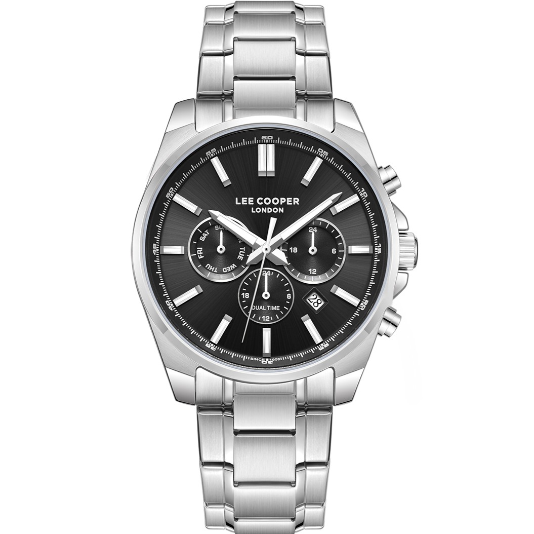 LEE COOPER Multifunction Black Dial 42mm Silver Stainless Steel Bracelet LC08355.350 - 1