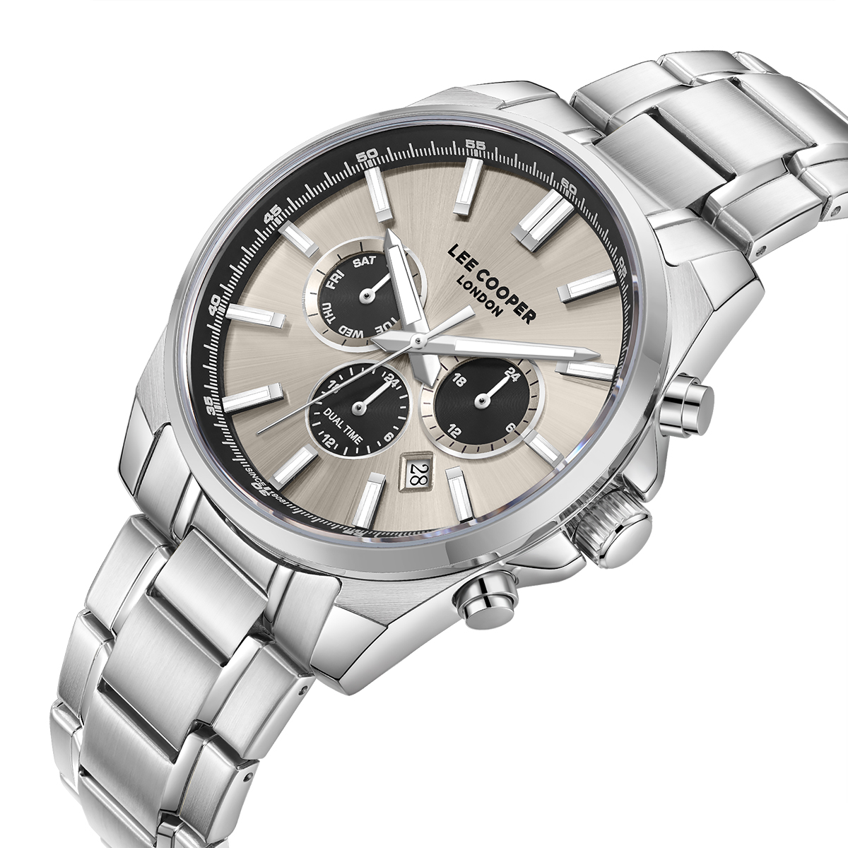 LEE COOPER Multifunction Gray Dial 42mm Silver Stainless Steel Bracelet LC08355.360 - 