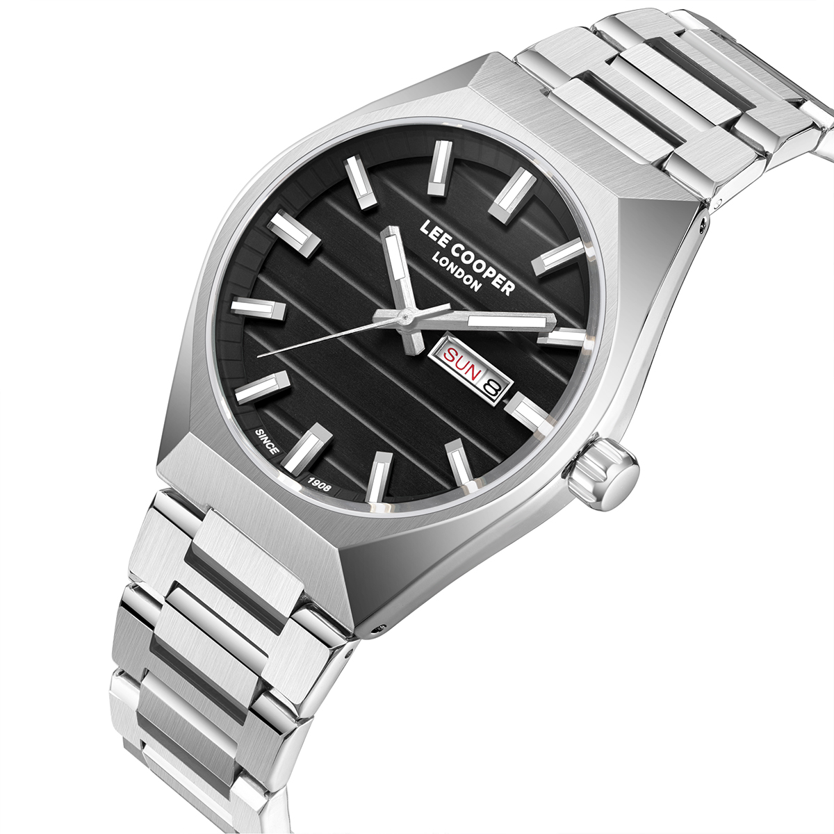 LEE COOPER Black Dial 41mm Silver Stainless Steel Bracelet LC08363.350 - 