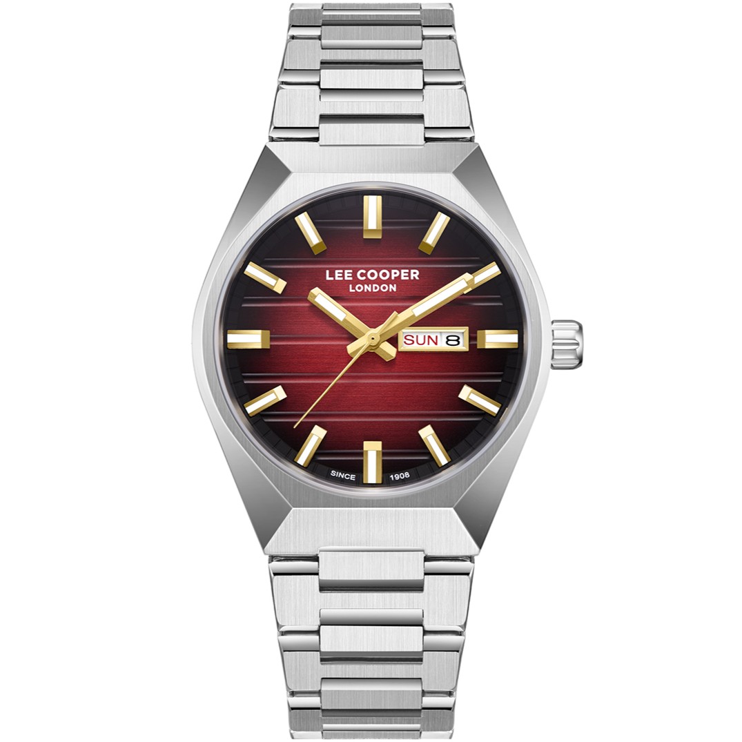 LEE COOPER Red Dial 41mm Silver Stainless Steel Bracelet LC08363.380 - 