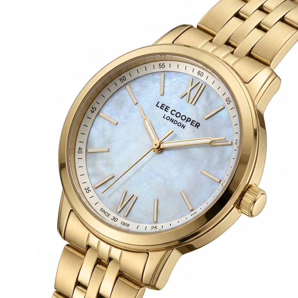 LEE COOPER Lady's White Pearl Dial 32mm Gold Stainless Steel Bracelet LC08371.120 - 
