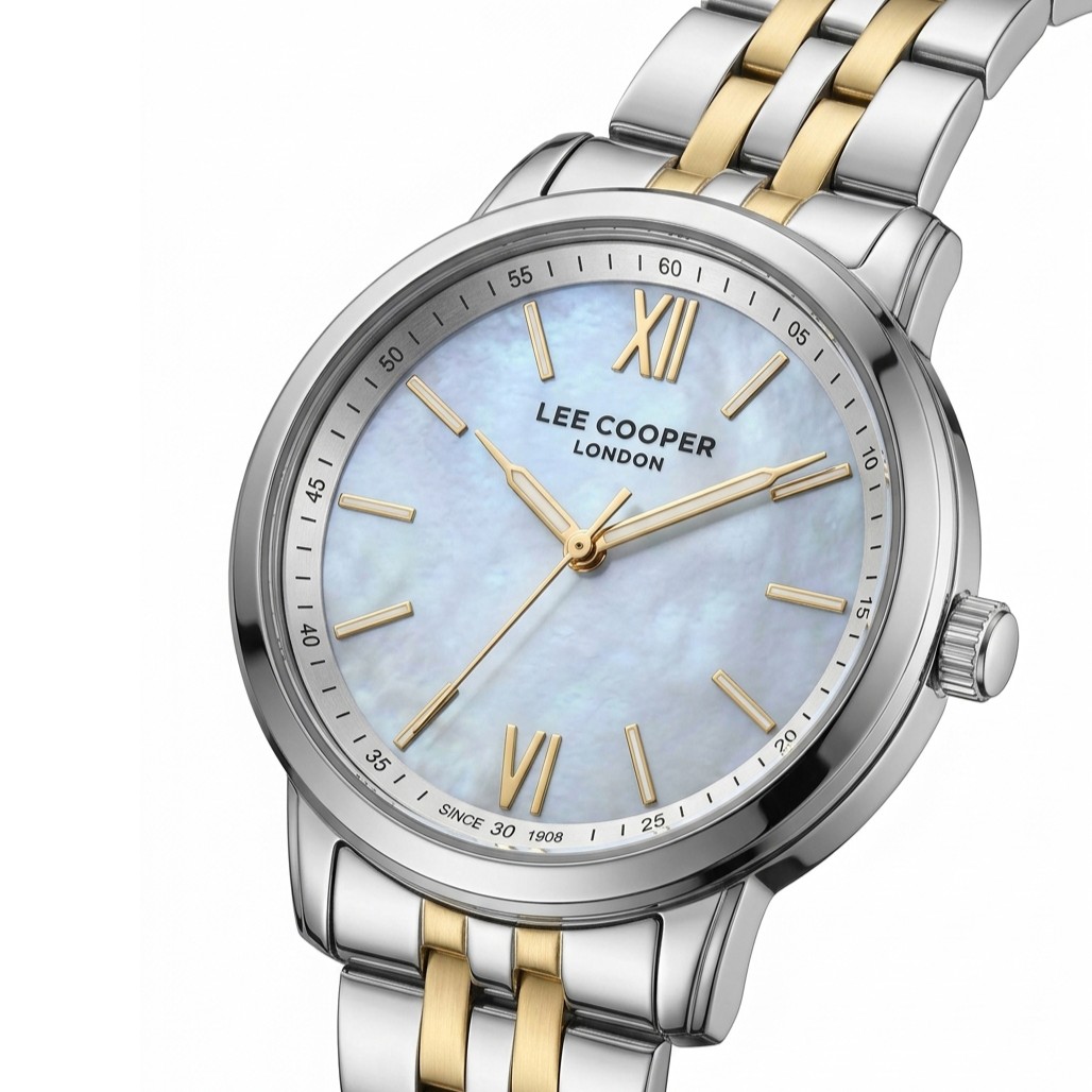 LEE COOPER Lady's White Pearl Dial 32mm Two-Tone Gold Stainless Steel Bracelet LC08371.220 - 