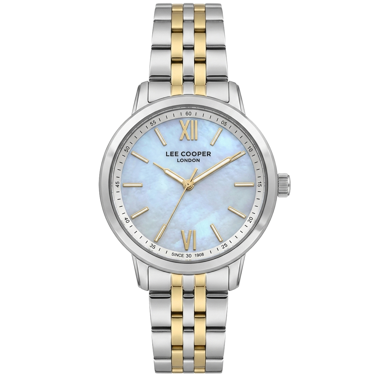 LEE COOPER Lady's White Pearl Dial 32mm Two-Tone Gold Stainless Steel Bracelet LC08371.220 - 