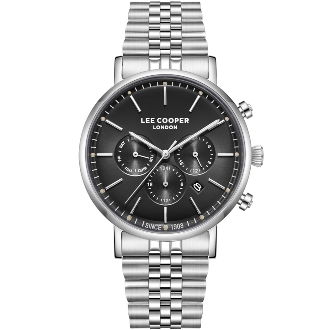 LEE COOPER Multifunction Black Dial 42mm Silver Stainless Steel Bracelet LC08372.350 - 1