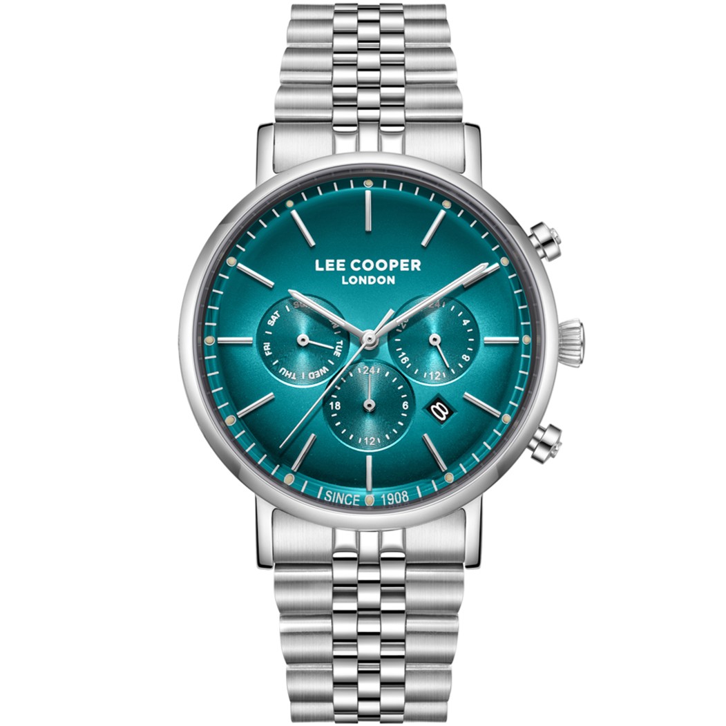 LEE COOPER Multifunction Light Blue Dial 42mm Silver Stainless Steel Bracelet LC08372.391 - 