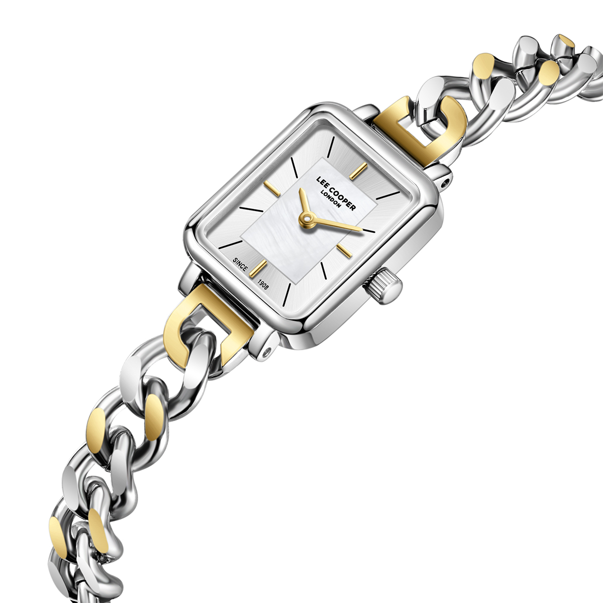 LEE COOPER Lady's Silver Dial 17.5mm Two-Tone Gold Stainless Steel Bracelet LC08384.230 - 
