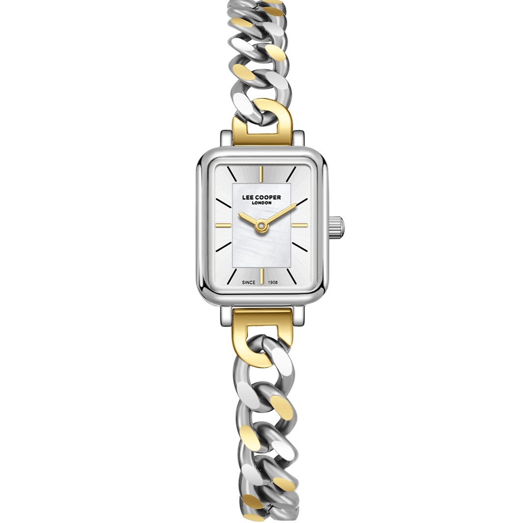LEE COOPER Lady's Silver Dial 17.5mm Two-Tone Gold Stainless Steel Bracelet LC08384.230 - 
