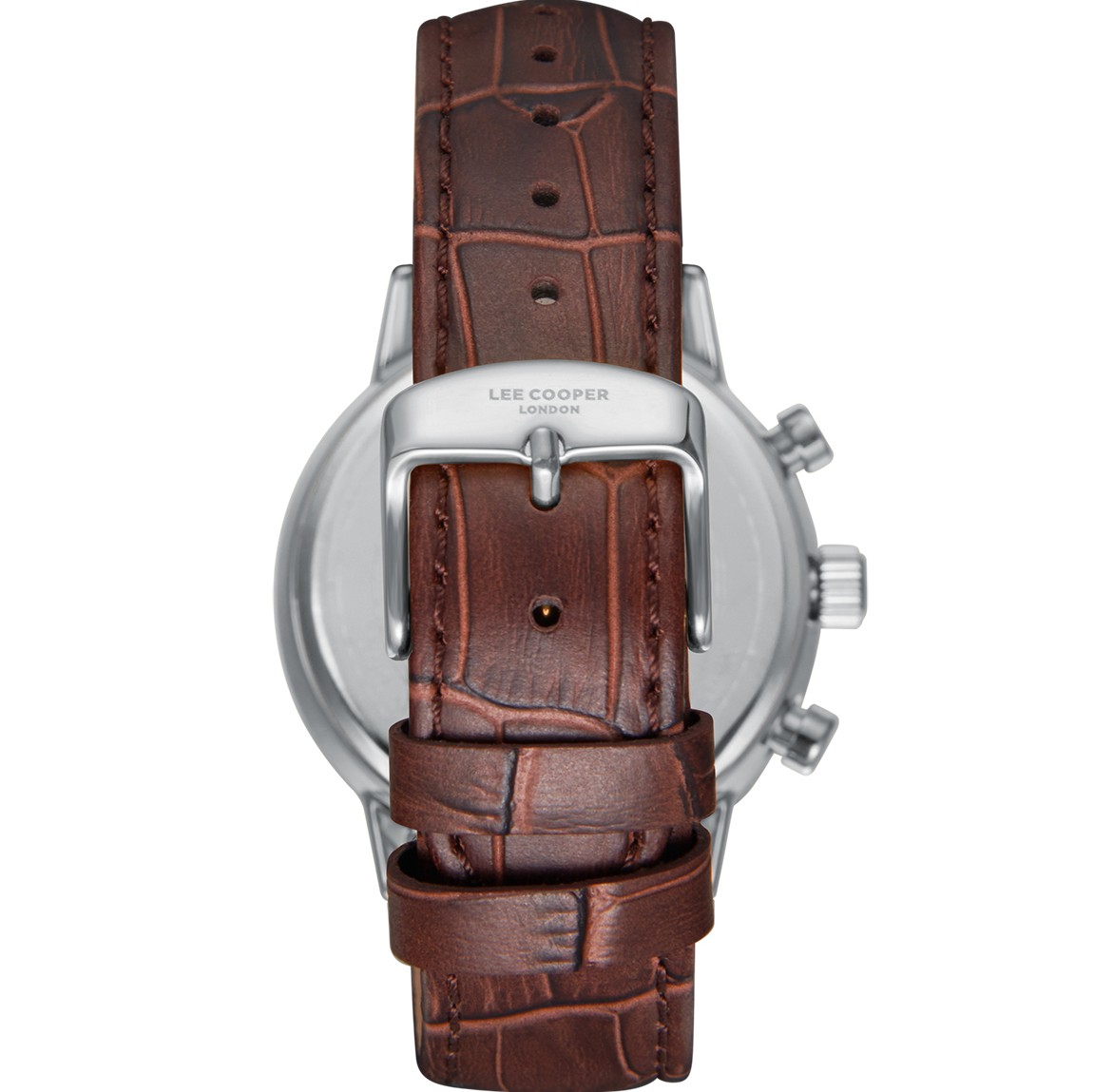LEE COOPER Multifunction Green Dial 42mm Silver Stainless Steel Brown Leather Strap LC08401.392 - 4