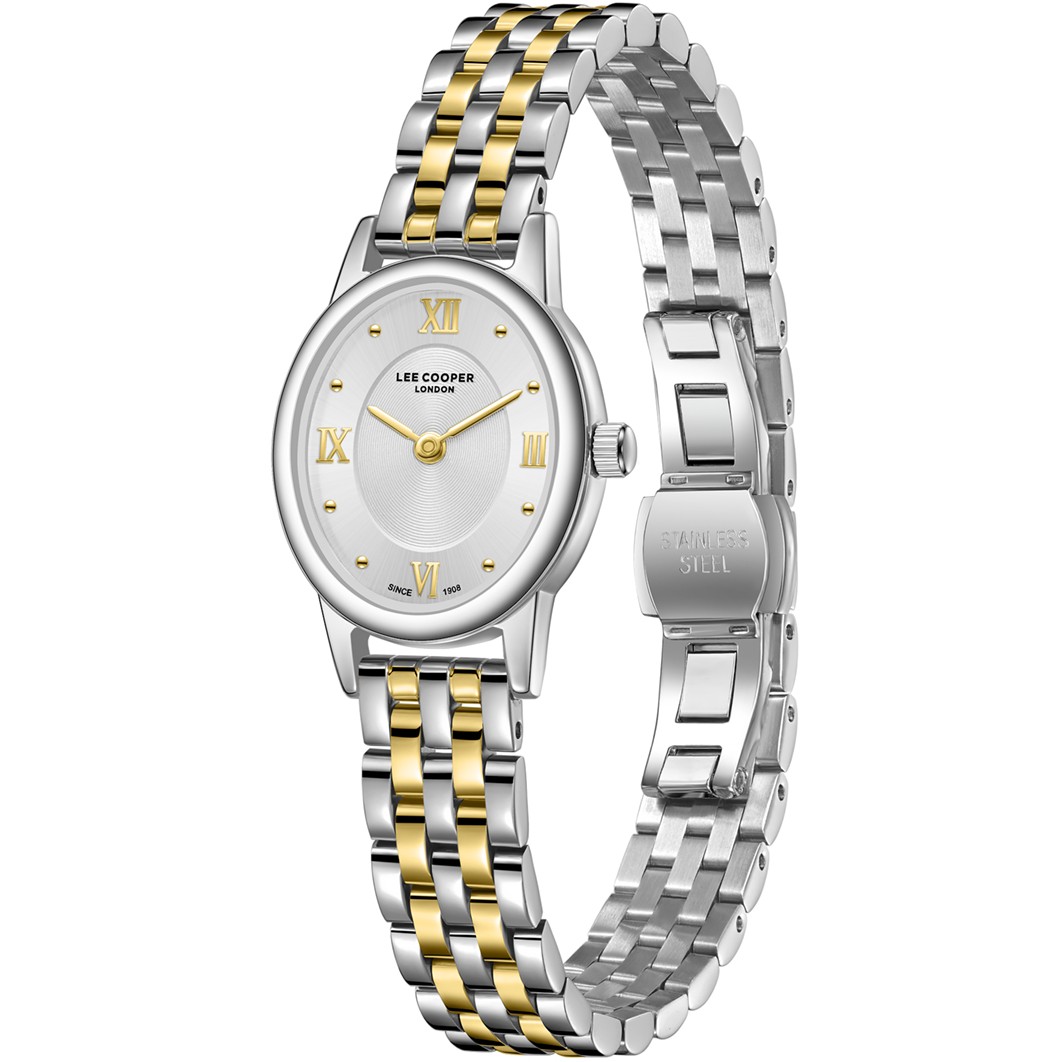LEE COOPER Lady's Silver Dial 22mm Two-Tone Gold Stainless Steel Bracelet LC08461.230 - 