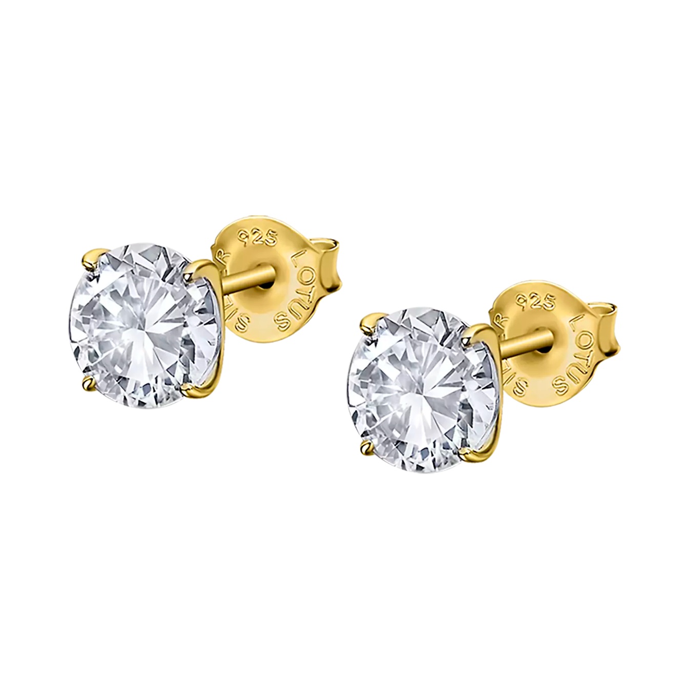 ΣΚΟΥΛΑΡΙΚΙΑ Μονόπετρα Silver LOTUS Jewellery από Επίχρυσο Ασήμι 925° με Πέτρες Ζιργκόν LP2005-4/5 - 