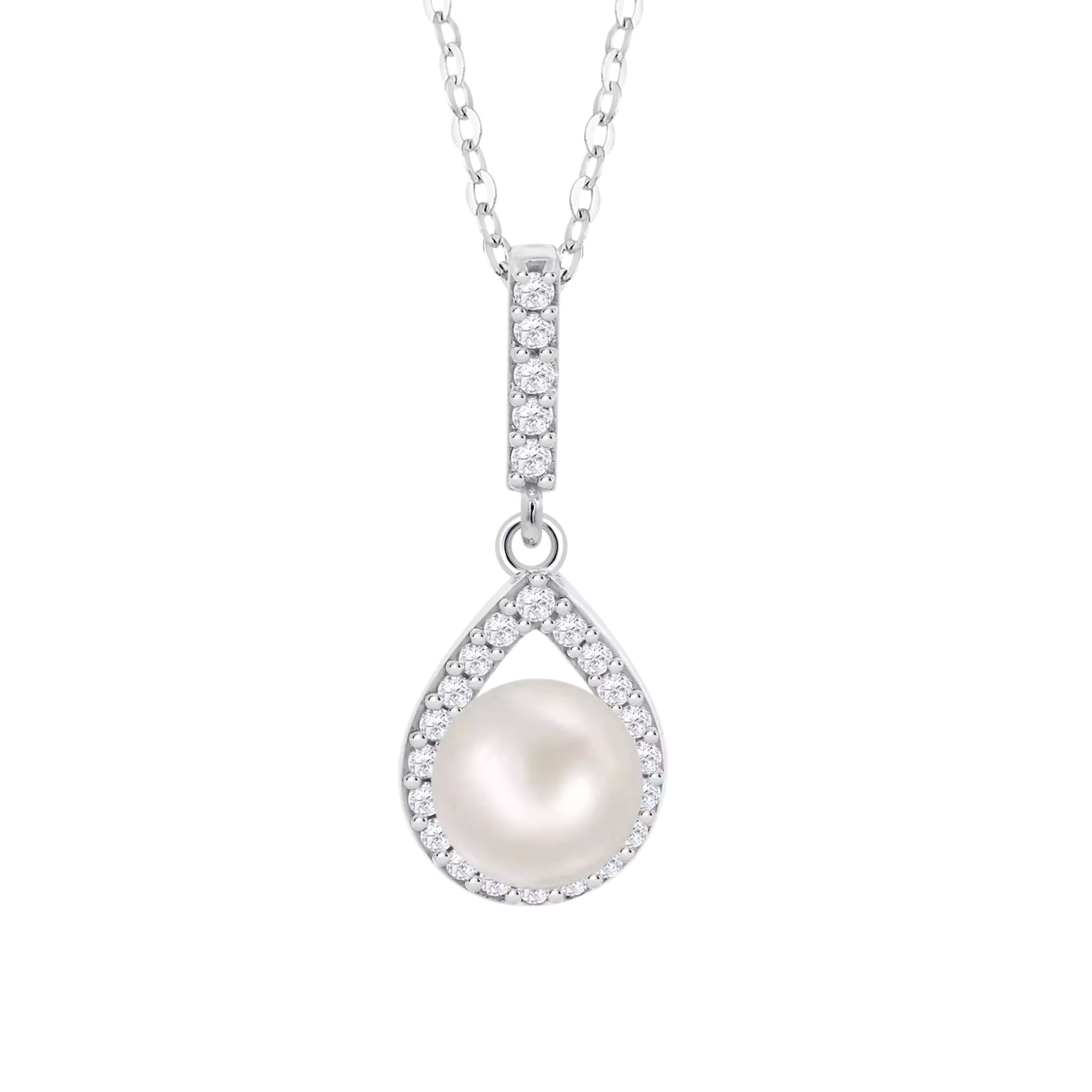 ΚΟΛΙΕ Ροζέτα LOTUS Silver Jewellery από Ασήμι 925° με Πέτρες Ζιργκόν και Μαργαριτάρι LP3198-1/1 - 