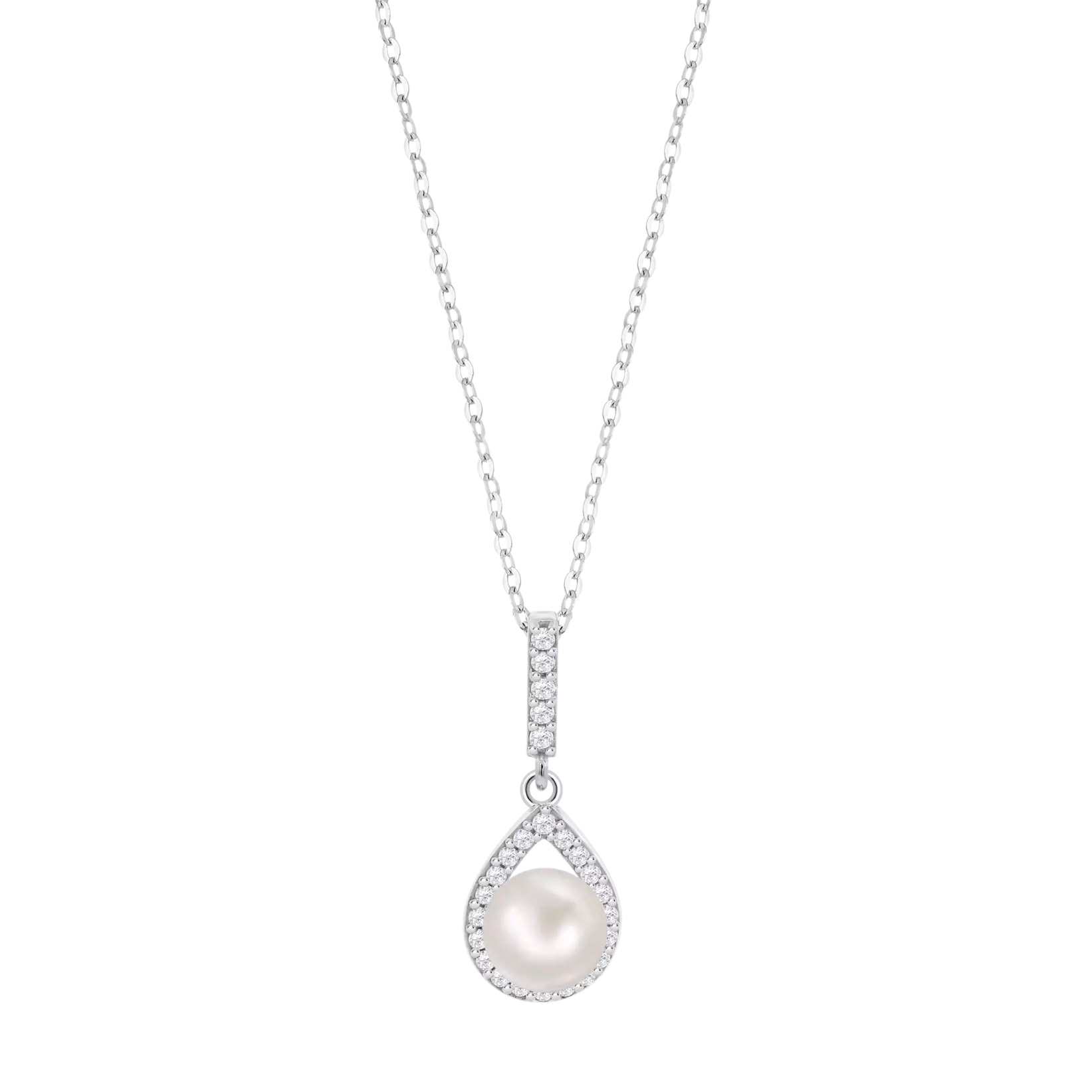 ΚΟΛΙΕ Ροζέτα LOTUS Silver Jewellery από Ασήμι 925° με Πέτρες Ζιργκόν και Μαργαριτάρι LP3198-1/1 - 3