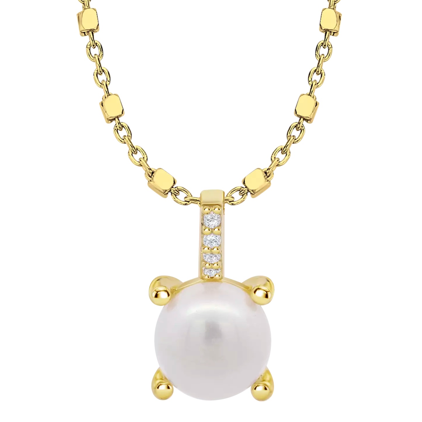 ΜΕΝΤΑΓΙΟΝ Silver LOTUS Jewellery από Επιχρυσωμένο Ασήμι 925° με Πέτρες Ζιργκόν και Μαργαριτάρι LP3409-1/2 - 