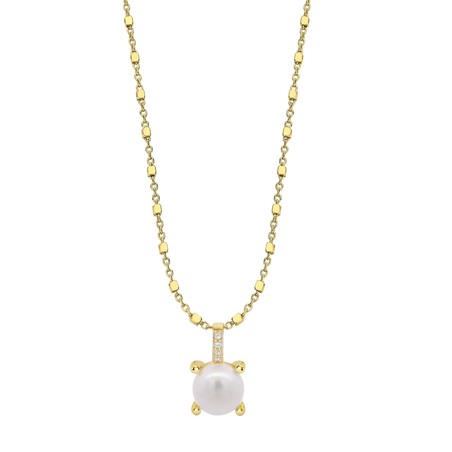 ΜΕΝΤΑΓΙΟΝ Silver LOTUS Jewellery από Επιχρυσωμένο Ασήμι 925° με Πέτρες Ζιργκόν και Μαργαριτάρι LP3409-1/2 - 