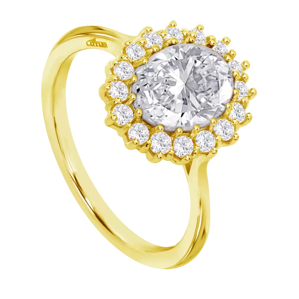 ΔΑΧΤΥΛΙΔΙ Ροζέτα LOTUS Silver Jewellery από Επιχρυσωμένο Ασήμι 925° με Πέτρες Ζιργκόν LP3459-3/714 - 