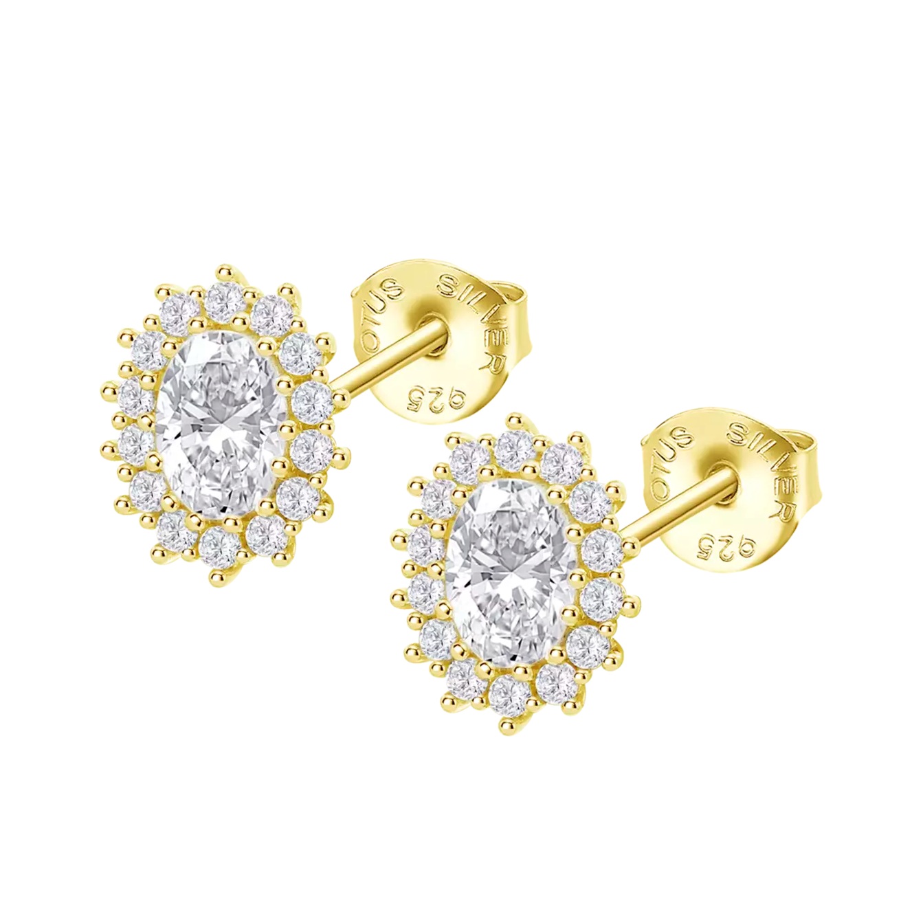 ΣΚΟΥΛΑΡΙΚΙΑ Ροζέτα LOTUS Silver Jewellery από Επιχρυσωμένο Ασήμι 925° με Πέτρες Ζιργκόν LP3459-4/7 - 