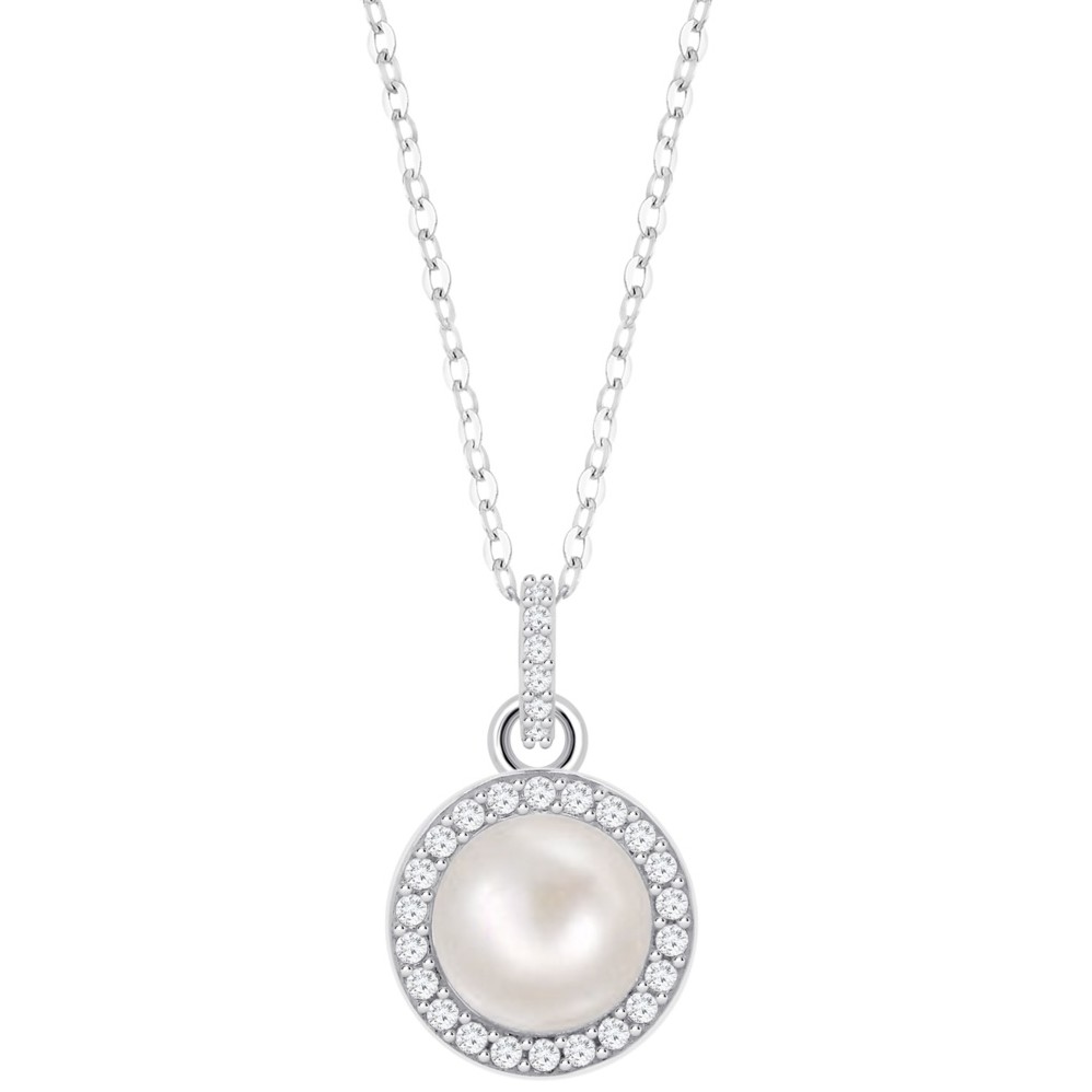 ΜΕΝΤΑΓΙΟΝ Ροζέτα LOTUS Silver Jewellery από Ασήμι 925° με Πέτρες Ζιργκόν και Μαργαριτάρι LP3480-1/1 - 