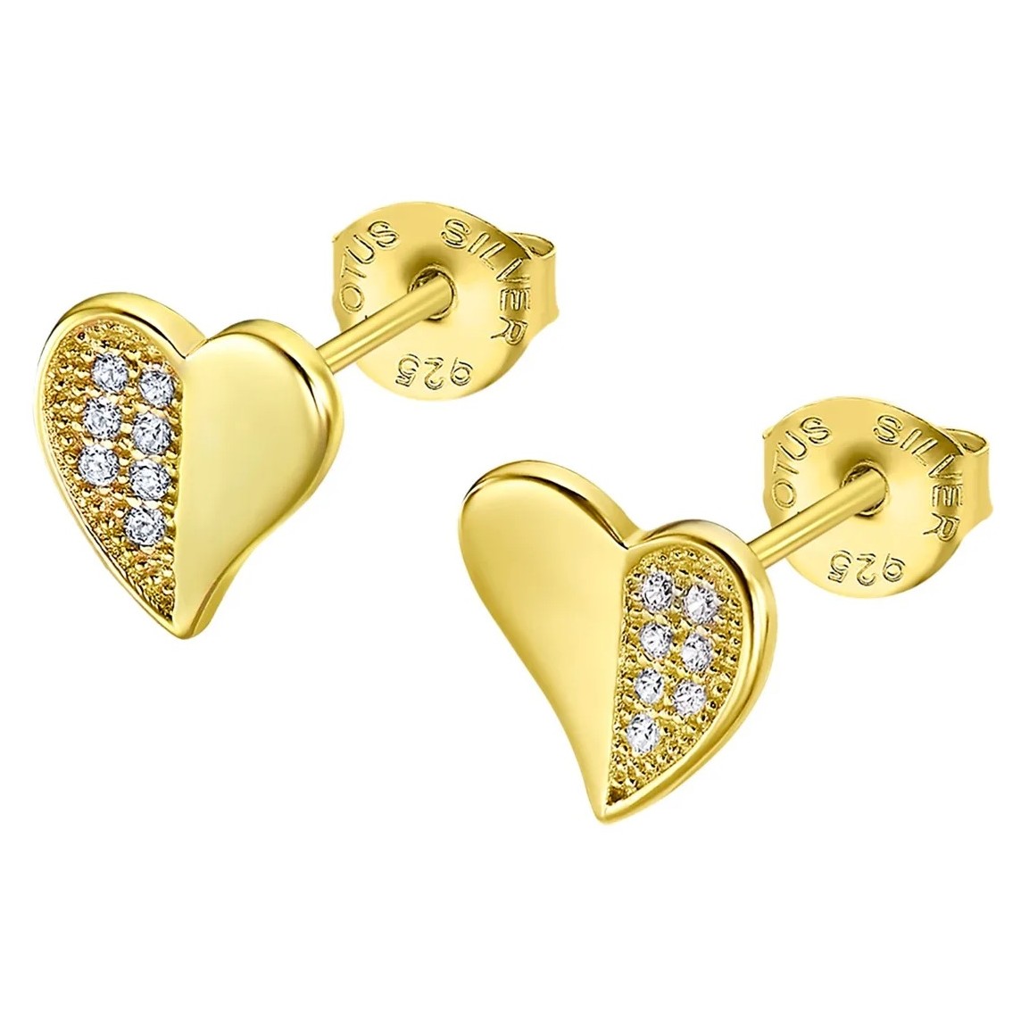 ΣΚΟΥΛΑΡΙΚΙΑ Καρδιές LOTUS Silver Jewellery από Επιχρυσωμένο Ασήμι 925° με Πέτρες Ζιργκόν LP3534-4/2 - 