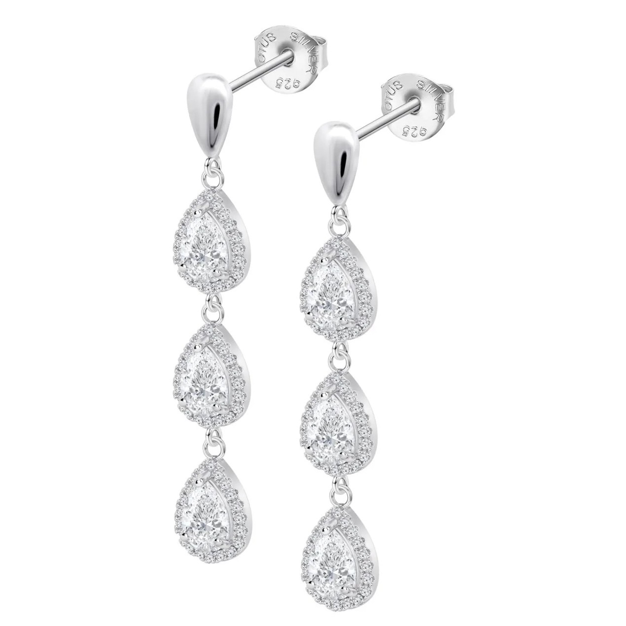 ΣΚΟΥΛΑΡΙΚΙΑ Κρεμαστά LOTUS Silver Jewellery από Ασήμι 925° με Πέτρες Ζιργκόν LP3794-4/1 - 