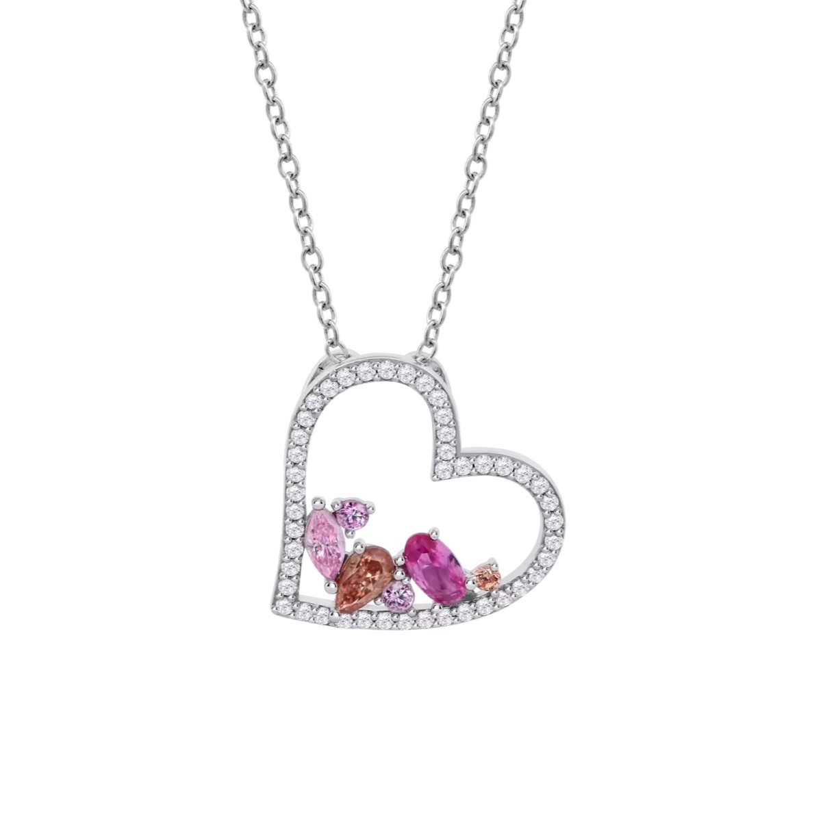 ΚΟΛΙΕ Καρδιά LOTUS Silver Jewellery από Ασήμι 925° με Πέτρες Ζιργκόν LP3914-1/1 - 