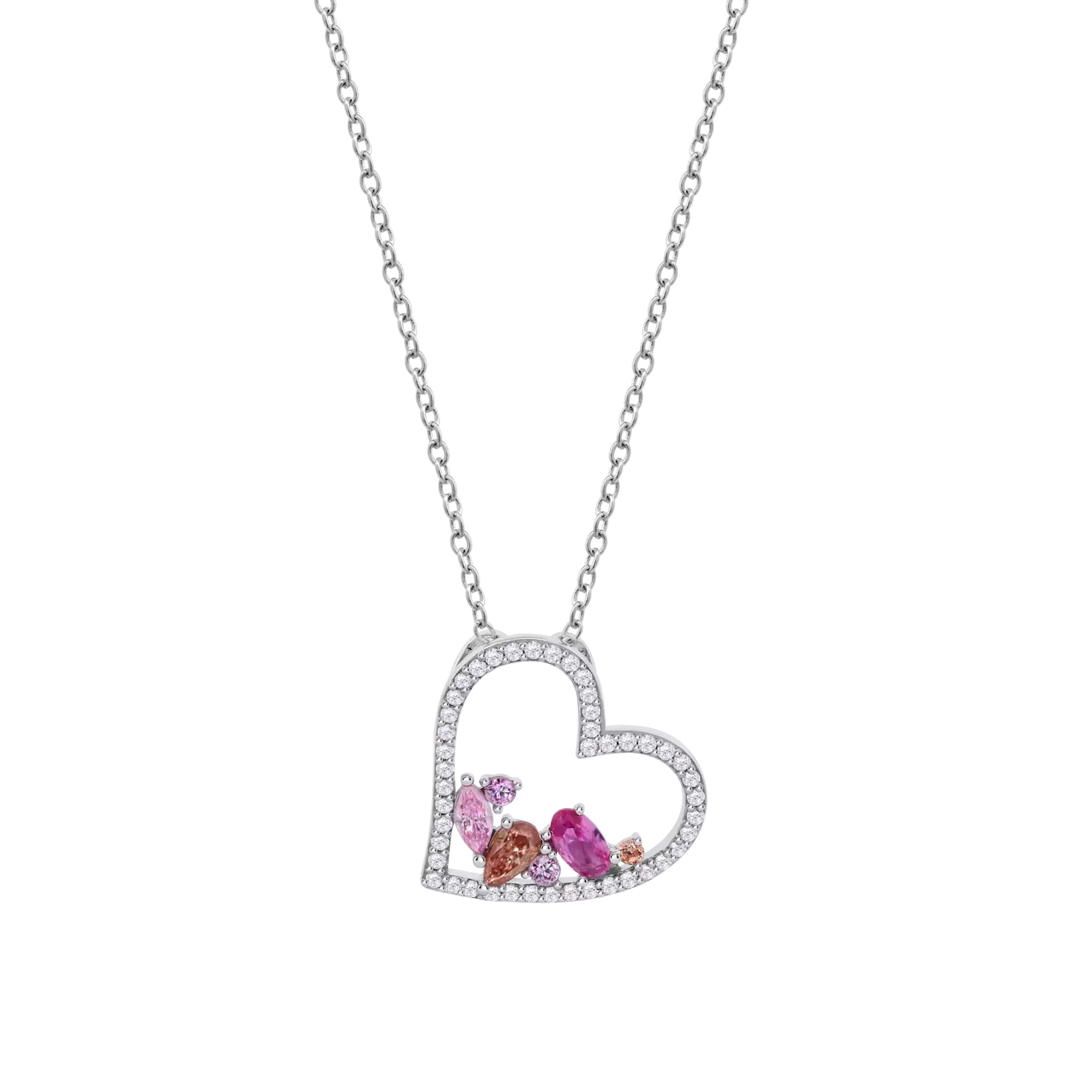 ΚΟΛΙΕ Καρδιά LOTUS Silver Jewellery από Ασήμι 925° με Πέτρες Ζιργκόν LP3914-1/1 - 